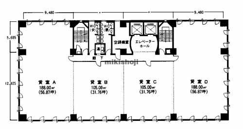 日丸名古屋ビル本館・東館 平面1