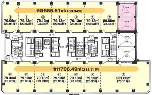 博多三井ビルディング２号館 平面1