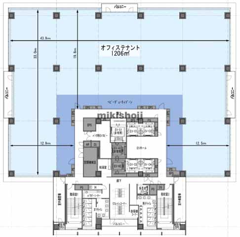 ゆがふＢｉｚタワー浦添港川 平面1