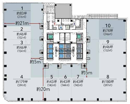 天神ビジネスセンター２期計画(仮称) 平面1